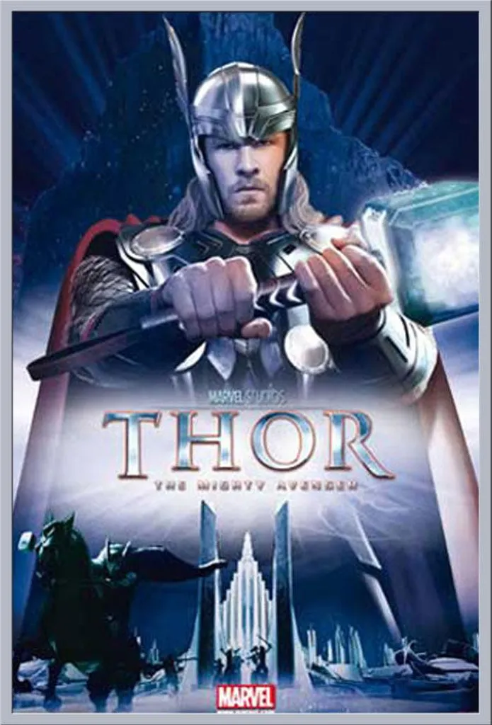 Affiche Thor Film Marvel avec Cadre Argenté Shinsuke Maxi 61x91,5 cm