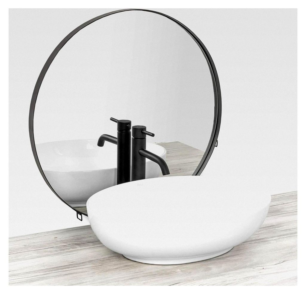 Keramik Waschbecken 51 x 39 Ovales Design Aufsatz-Waschbecken für Badezimmer und Gäste-WC