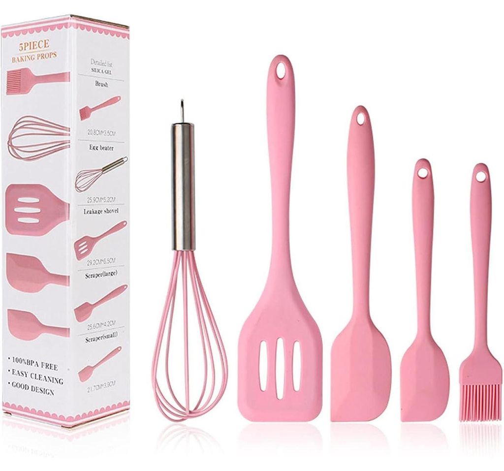 Silikon Kochset Küchenutensilien Rosa 5-teilig Antihaft Produktbild 