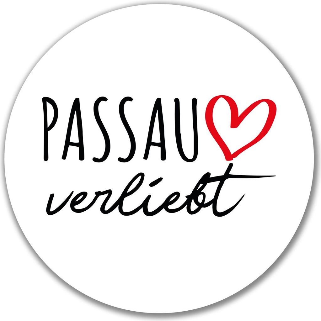 Huuraa Aufkleber Passau verliebt 10cm rund Sticker Geschenkidee