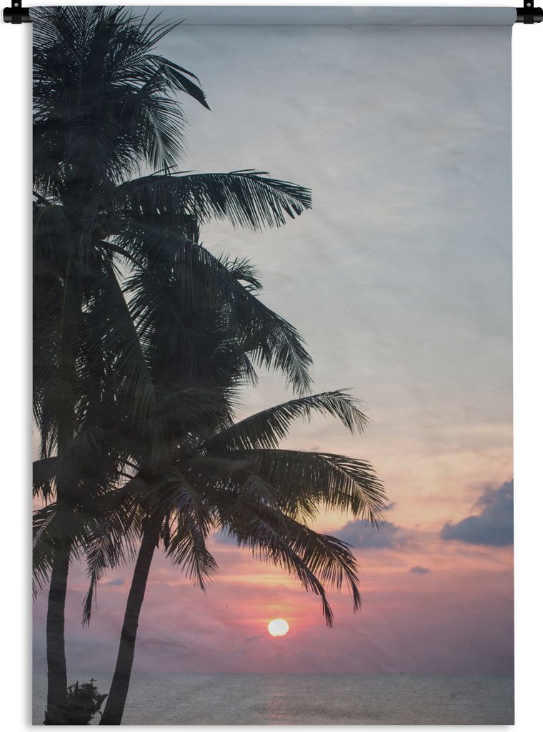 MuchoWow Wandteppich Wandbehang Palme - Tropisch - Sonnenuntergang 90x135 cm Tapisserie Dekoration Wandtuch - Baumwolle - Wandskulptur
