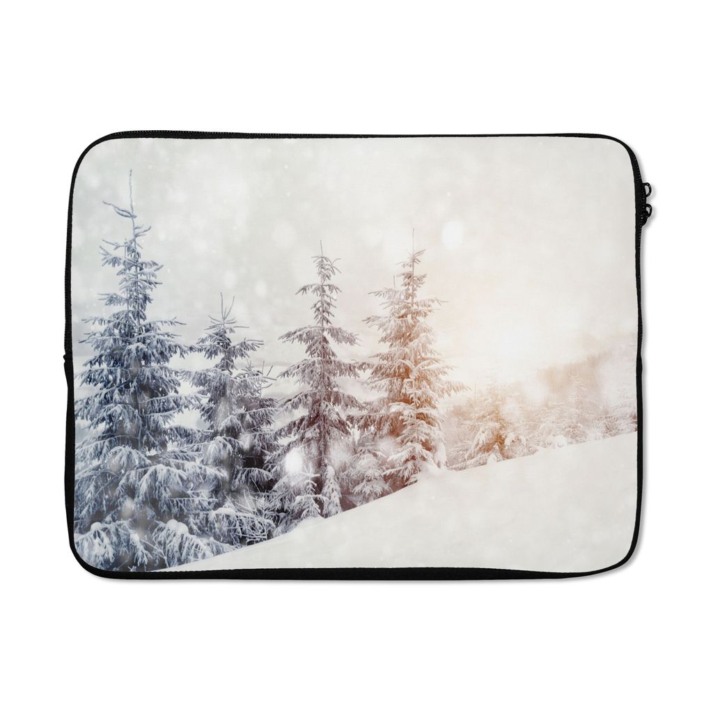 MuchoWow Laptop Hülle 17 Zoll Laptoptasche Baum - Schnee - Winter - Zipper - Schutzabdeckung