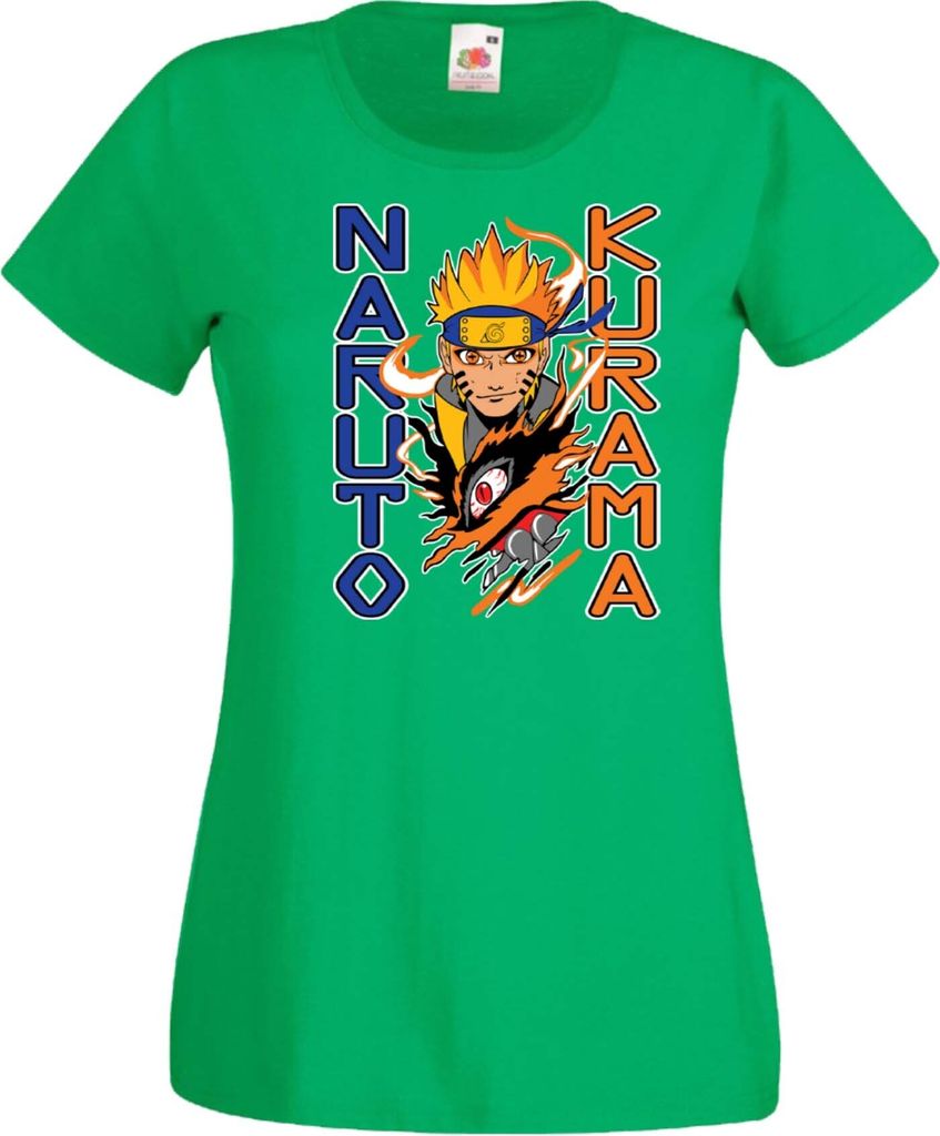 Damen T-Shirt Naruto Kurama Var-049 Kurama Demon Fox, Lady M / Grün