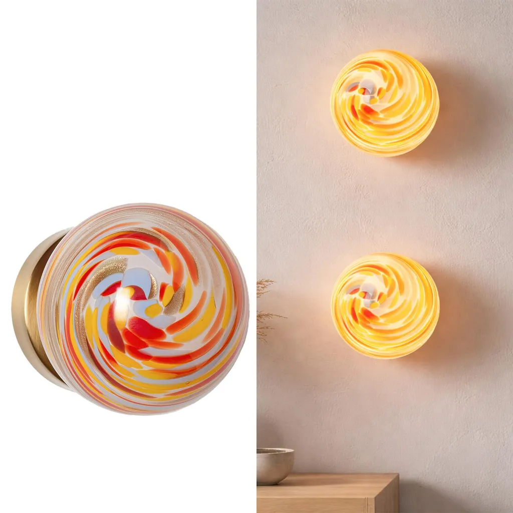 Applique murale multicolore en verre Ø12 cm G9 pour salon moderne