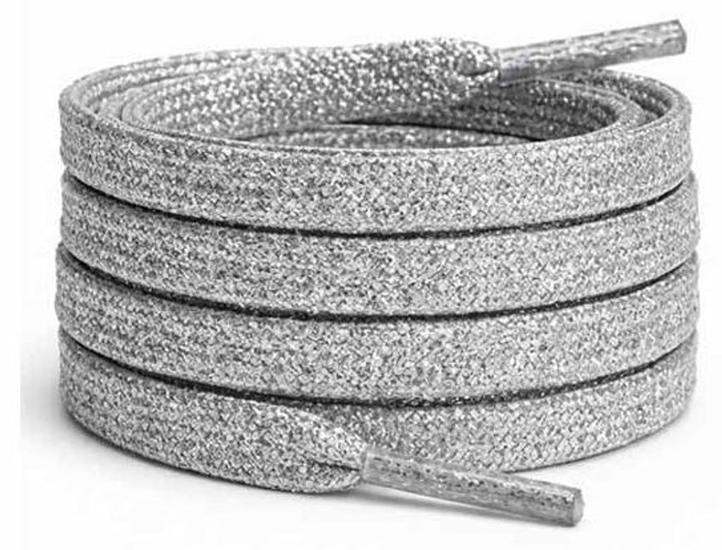 schnuersenkel glitzer flach silber