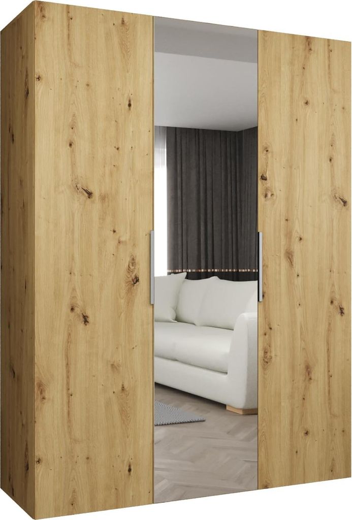 MEBLE KRYSPOL, Kleiderschrank, Schrank 150 cmx202x52, Artisan Eiche, Kaschmir