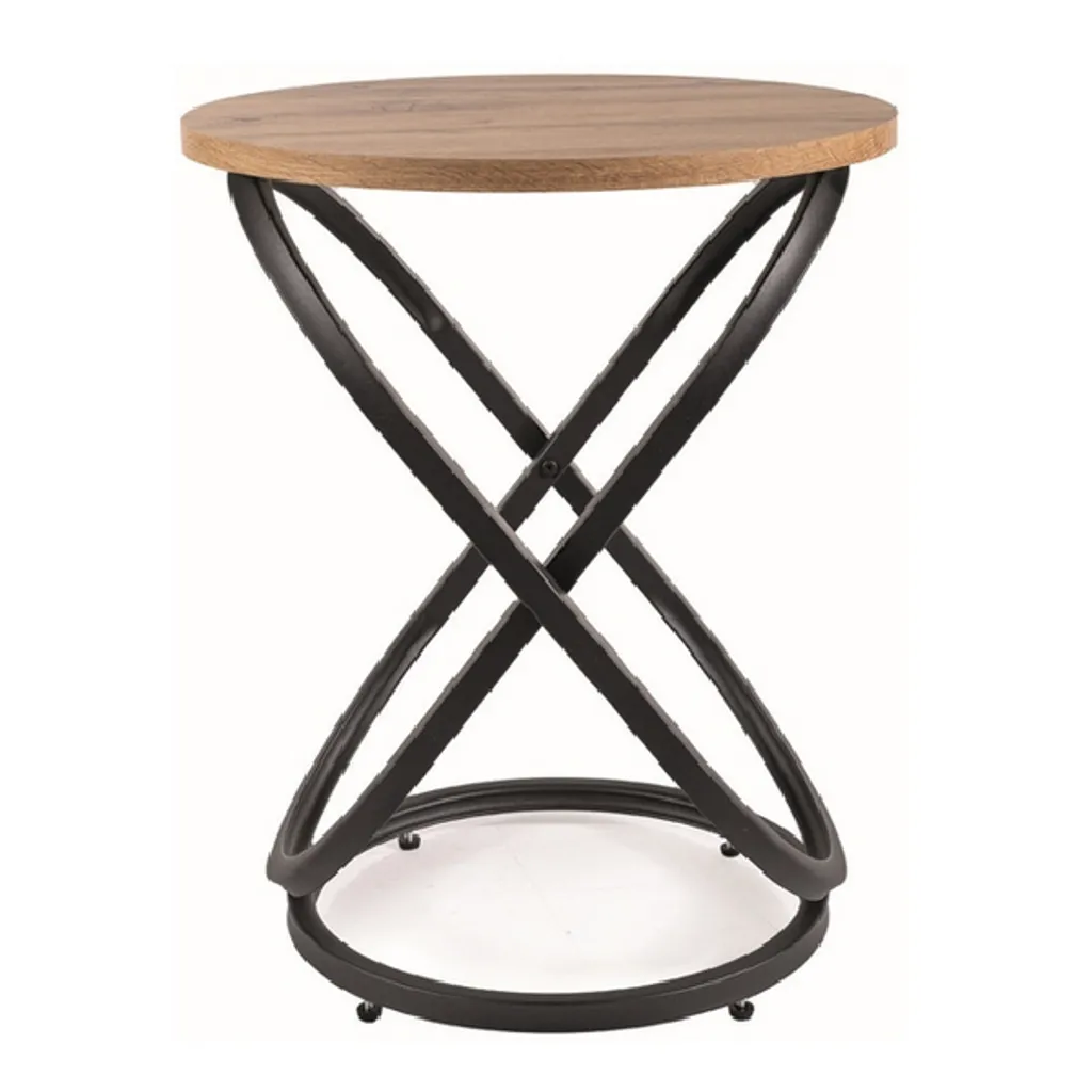 Table d’appoint DIDIER chêne et noir, table de chevet pour petit espace