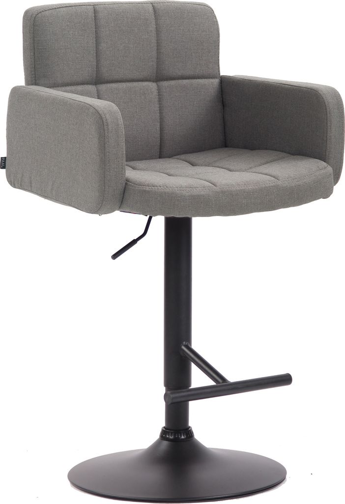 CLP Barhocker Los Angeles, Stoff höhenverstellbar und drehbar Farbe:grau;Gestell Farbe:schwarz