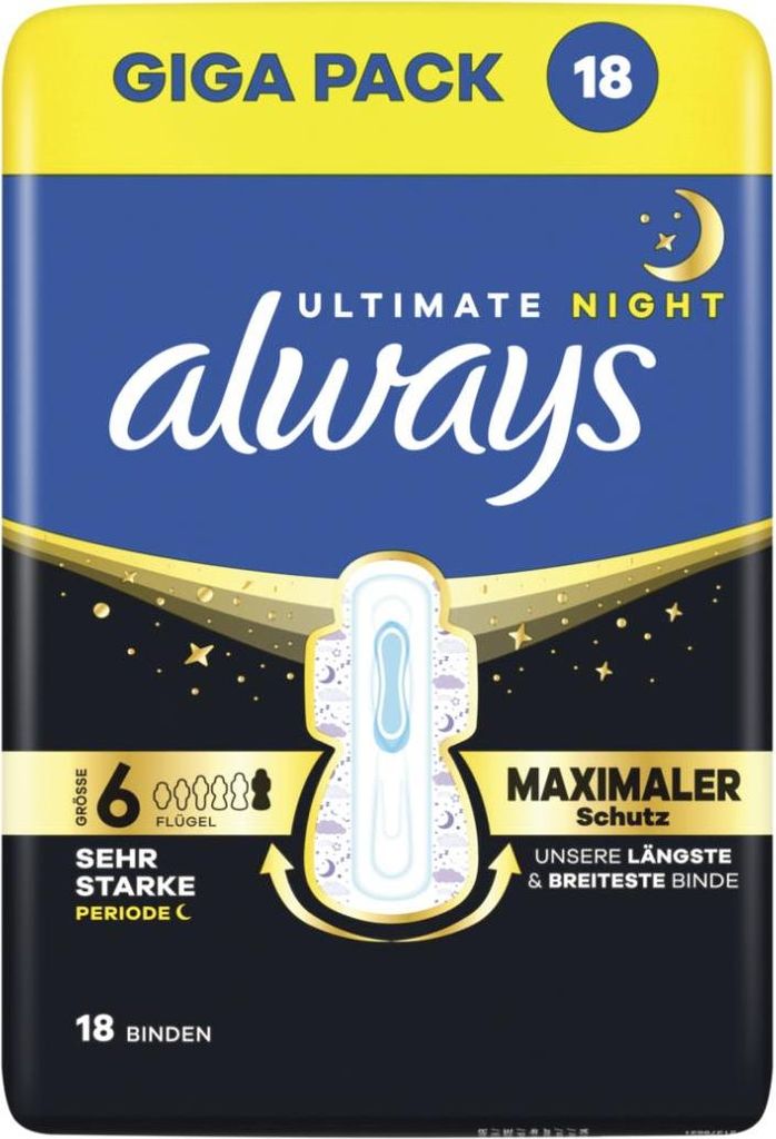 Assorbenti Always Ultimate Night (taglia 6) con ali 54 Immagine del prodotto 