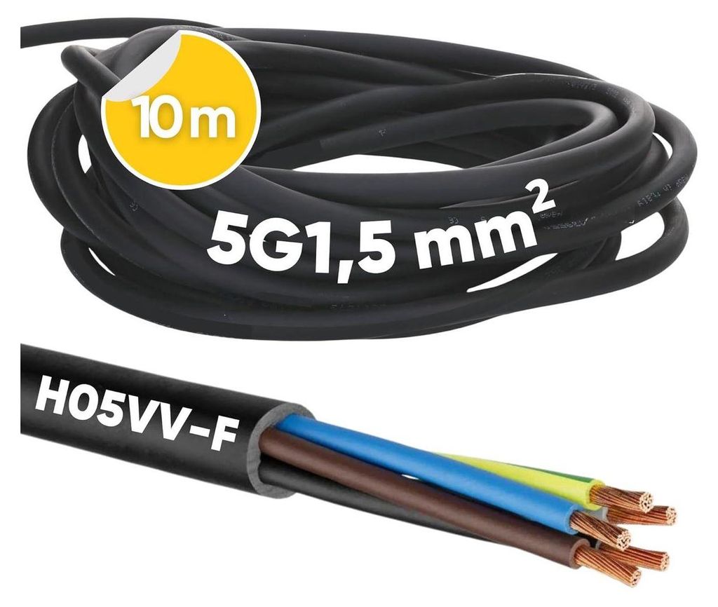 10 meter Kalitec H05VV-F flexibele kabel, 5x1,5 mm² | Productafbeelding 