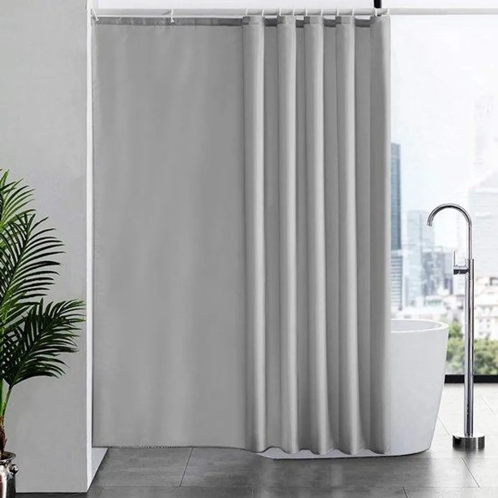 Rideau de douche anti-moisissure gris 200 x 210 cm lavable grand format