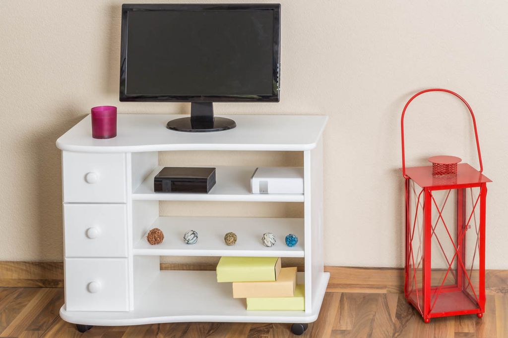 TV-Lowboard Landhausstil Massivholz Farbe: Weiß 62x82x46 cm