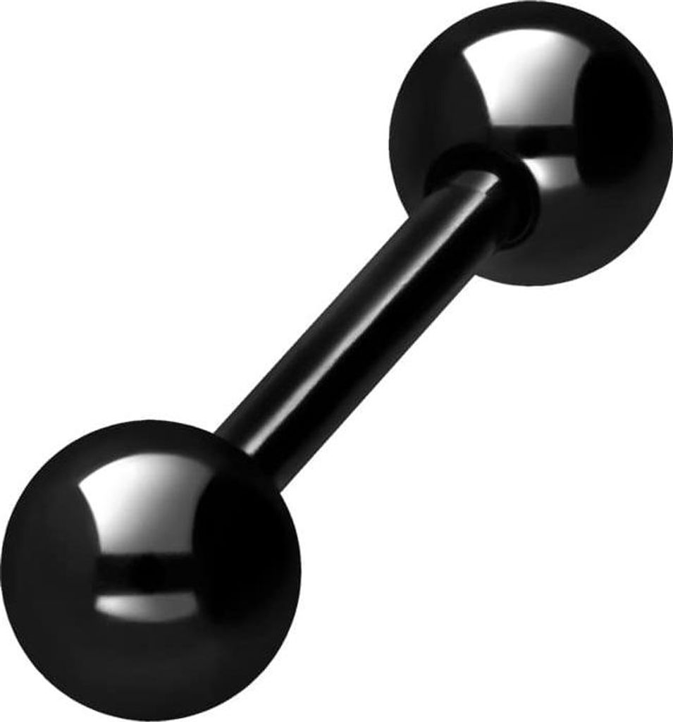 Zungenpiercing, Intim-Piercing Chirurgenstahl Barbell Schwarz Stablänge: 12mm + Stabstärke: 1,6mm + Kugelgröße: 5mm