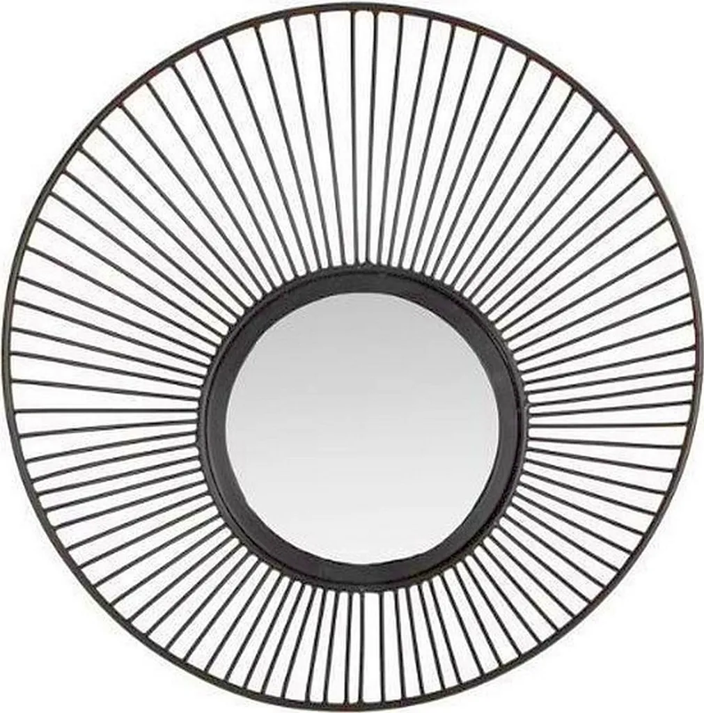 Van Manen Miroir Noir en Métal 52 x 9 cm - Miroir Mural Rond Industriel
