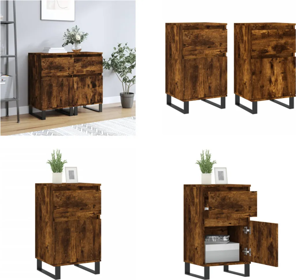 vidaXL Credenza 2 Pezzi Rovere Fumo 40x35x70 cm - Atmosfera Unica