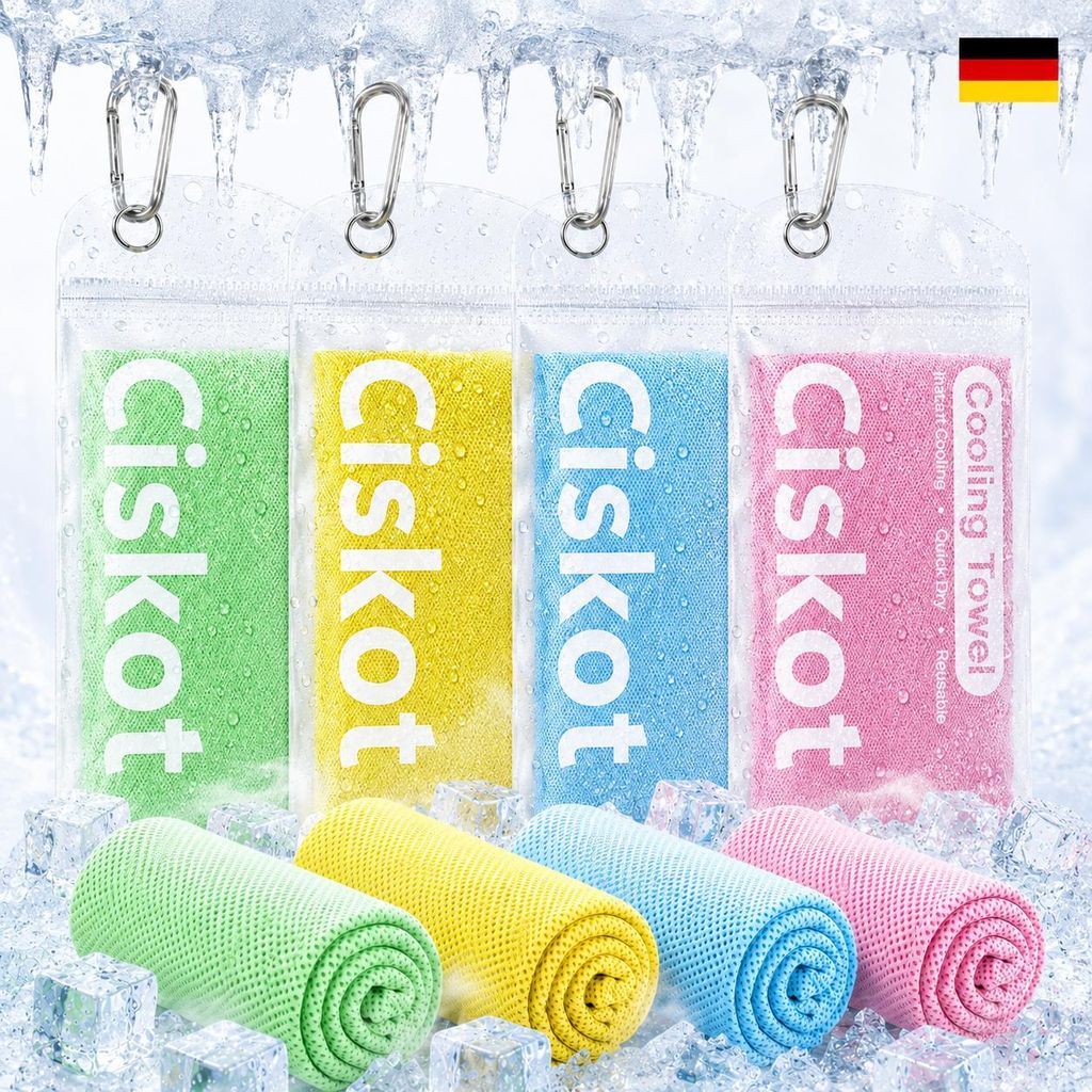 4x Kühlendes Sporthandtuch, Fitness Abkühlung Handtuch Produktbild 