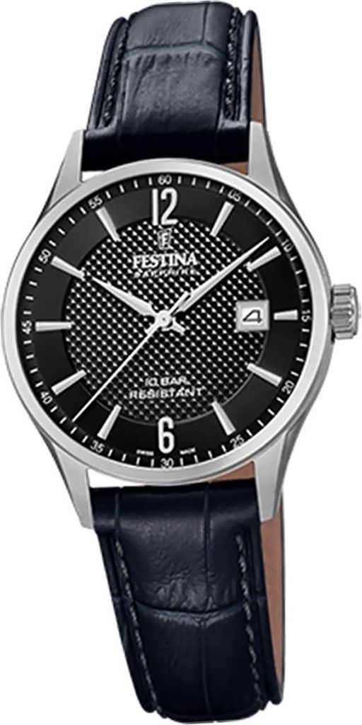 Festina Leder Damen Uhr F20009/4 Armband-Uhr schwarz Swiss Made D2UF20009/4