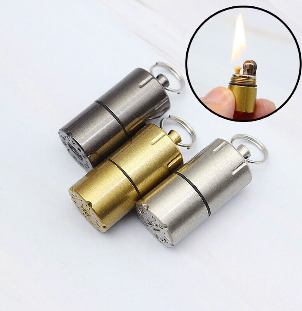 3er Set Mini Benzin Feuerzeug Camping Outdoor Benzin Sturmfeuerzeug