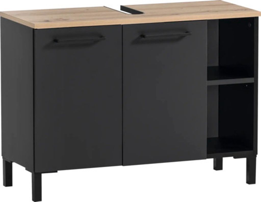 Waschbeckenunterschrank Möbelpartner Malte BxHxT 79.8x58.3x32 cm schwarzmatt-artisan eiche
