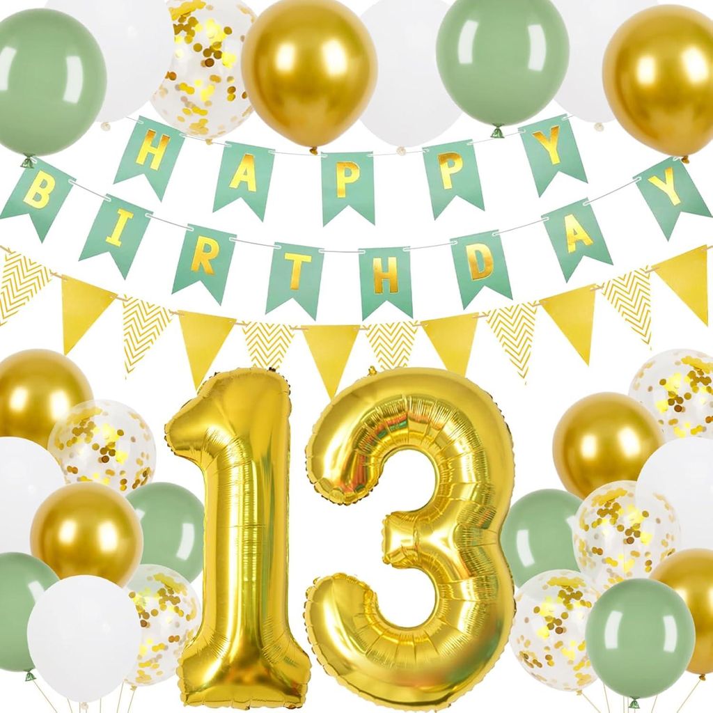 Dekorationsset zum 13. Geburtstag Banner Folienballons für Produktbild 