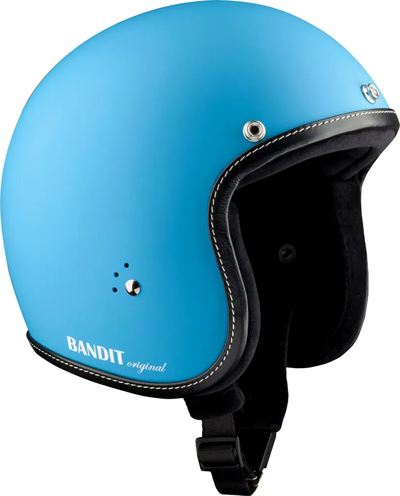 Casque jet vintage bleu Bandit Jet Premium idéal pour rouler l'été