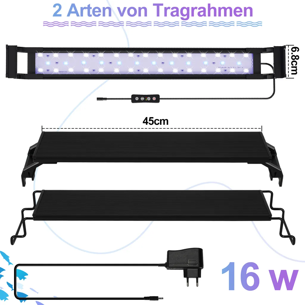 Éclairage Aquarium LED 45cm à 60cm Spectre Complet pour Eau Douce - 2