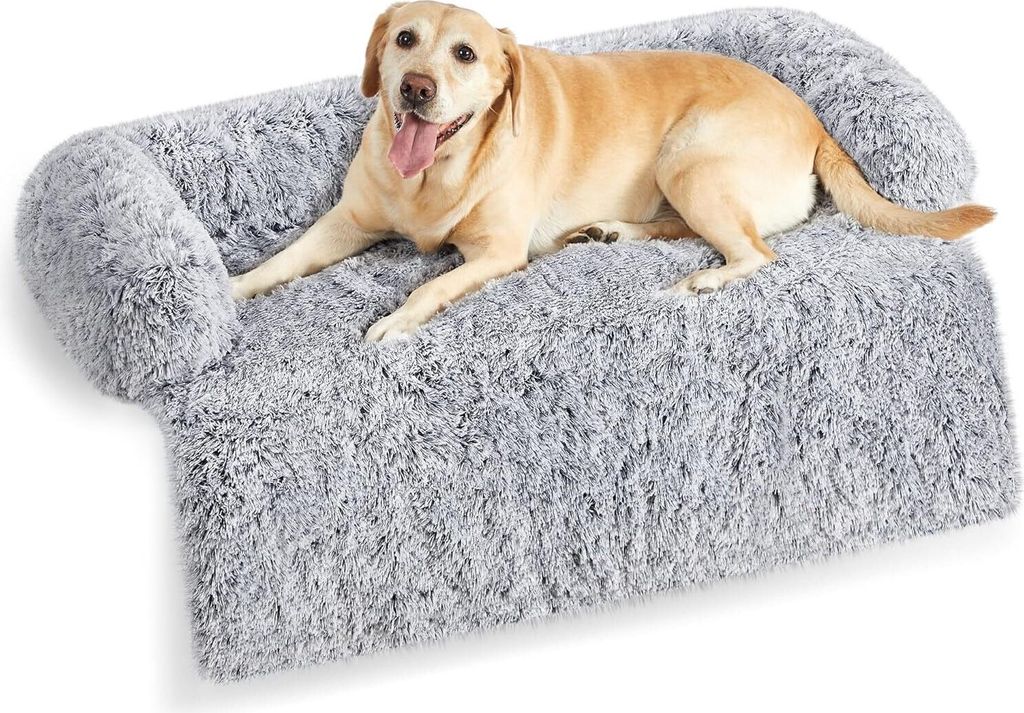 Feandrea FluffyHug Hundebett Plüsch, Hundedecke Sofa, Sofaschutz Hund, Hundekissen, Größe XXL, für große Hunde, 122 x 95 x 18 cm, ombré grau