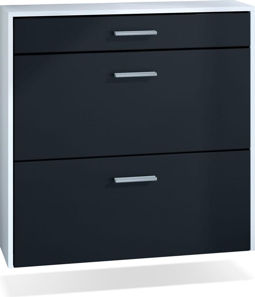 InnoFurn hängender Schuhschrank Roma Air Schmal mit 2 Klappen und 1 Schublade, Platzsparender Schuhkipper Flurschrank für Diele Flur Garderobe, W...