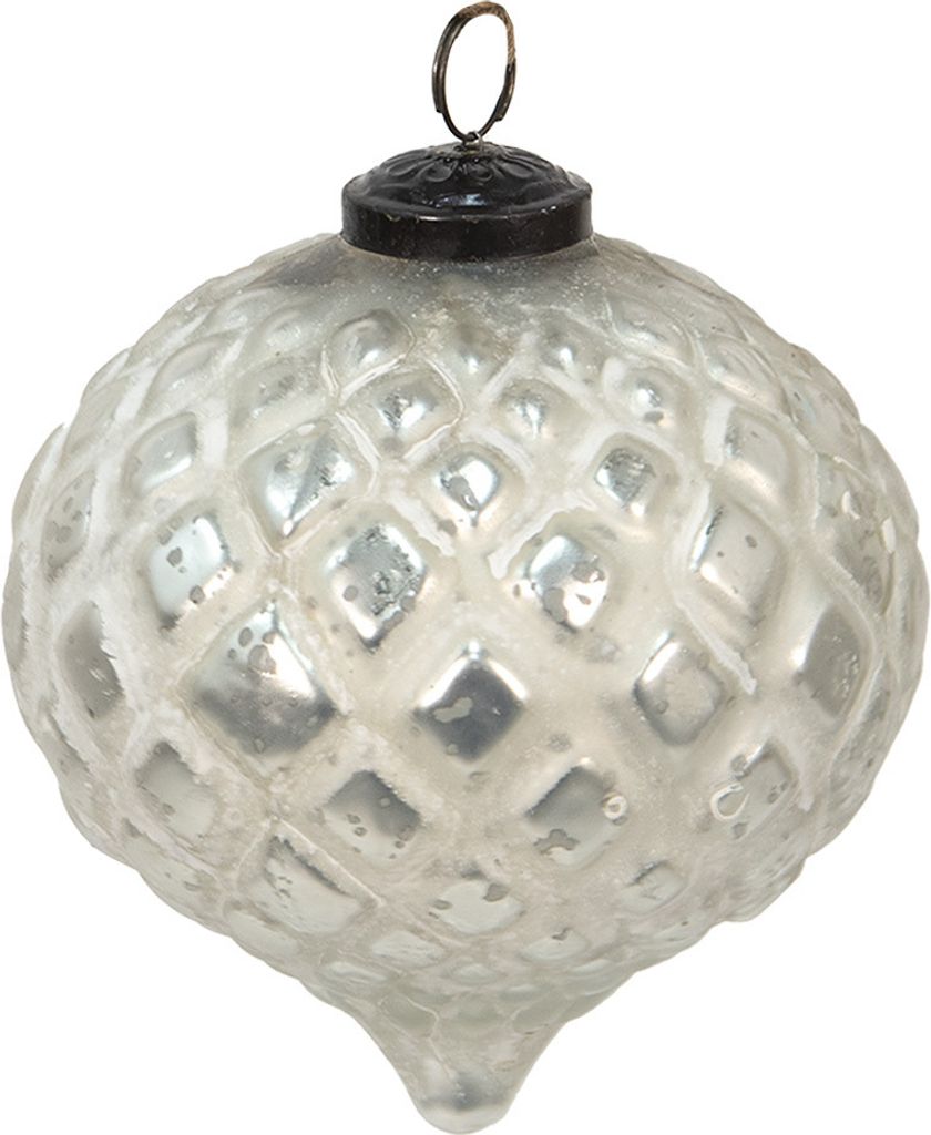 Clayre & Eef Weihnachtskugel Ø 12 cm Silberfarbig Glas