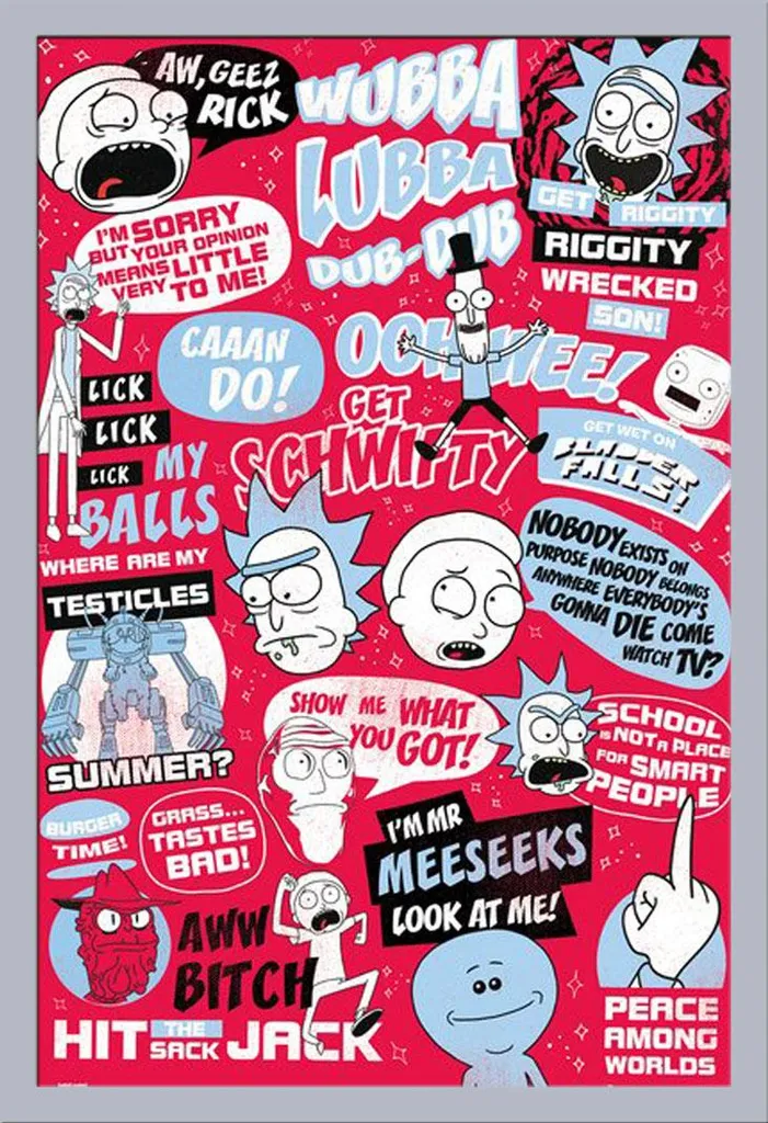 Quadro Rick & Morty 61x91,5 cm Cornice Shinsuke Argento MDF e Acrilico