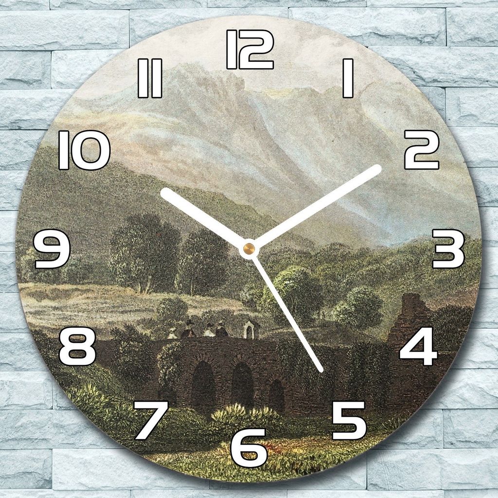Wanduhr aus Glas Rund fi 30 Aquarell Land Natur Quarz Deko Schlafzimmer Büro
