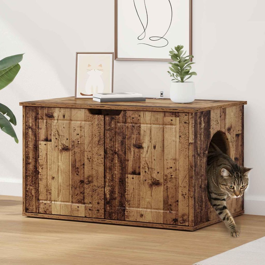 Cloris DesignMöbel Katzenhaus Altholz 85 x 55 x 53,5 cm Holzwerkstoff - Kratzbäume DE698435