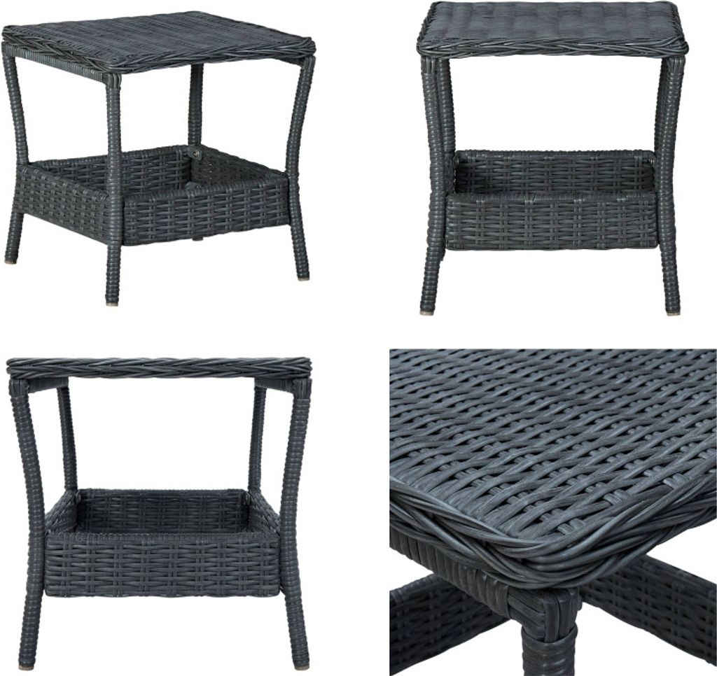 vidaXL Gartentisch Dunkelgrau 45x45x46,5 cm Poly Rattan - Gartentisch - Gartentische - Tisch - Tische