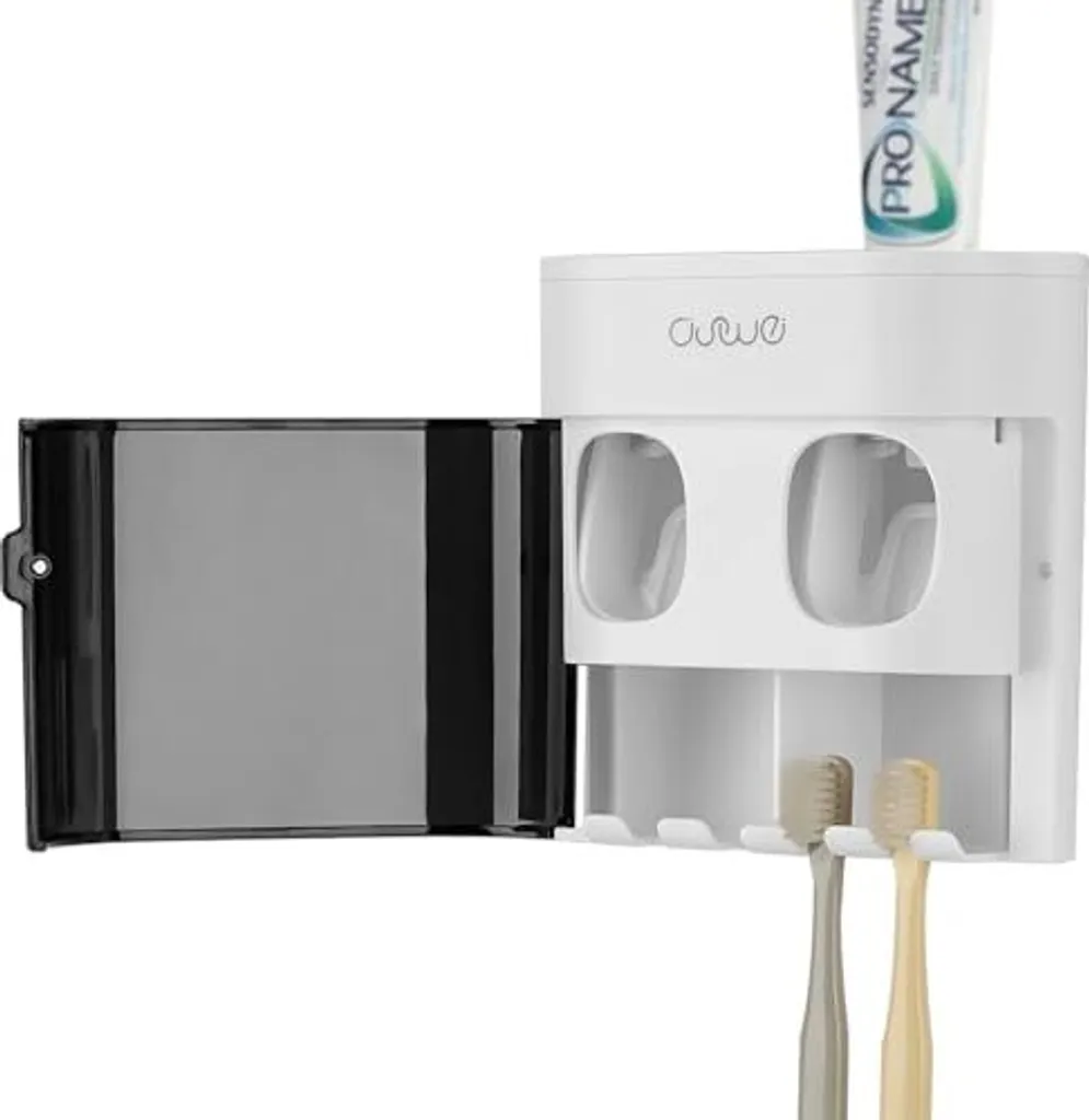 Kit Bagno Linkidea: Dispenser Dentifricio e Porta Spazzolini 4 Posti