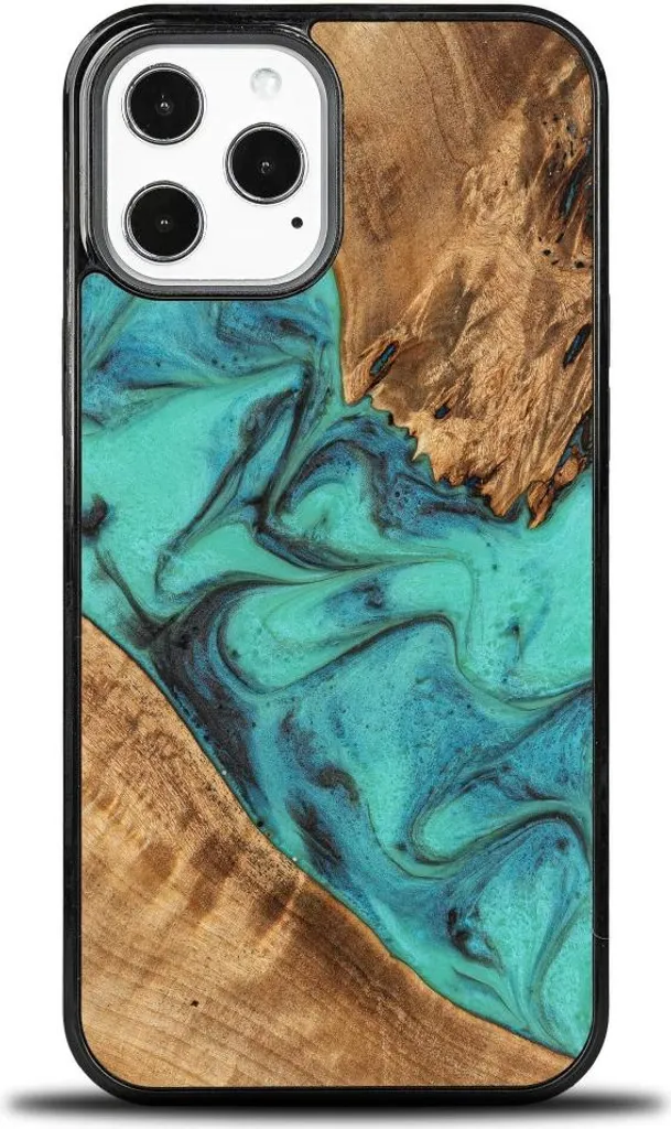Cover Bewood iPhone 12 Pro Max: Legno e Resina Turchese Unique