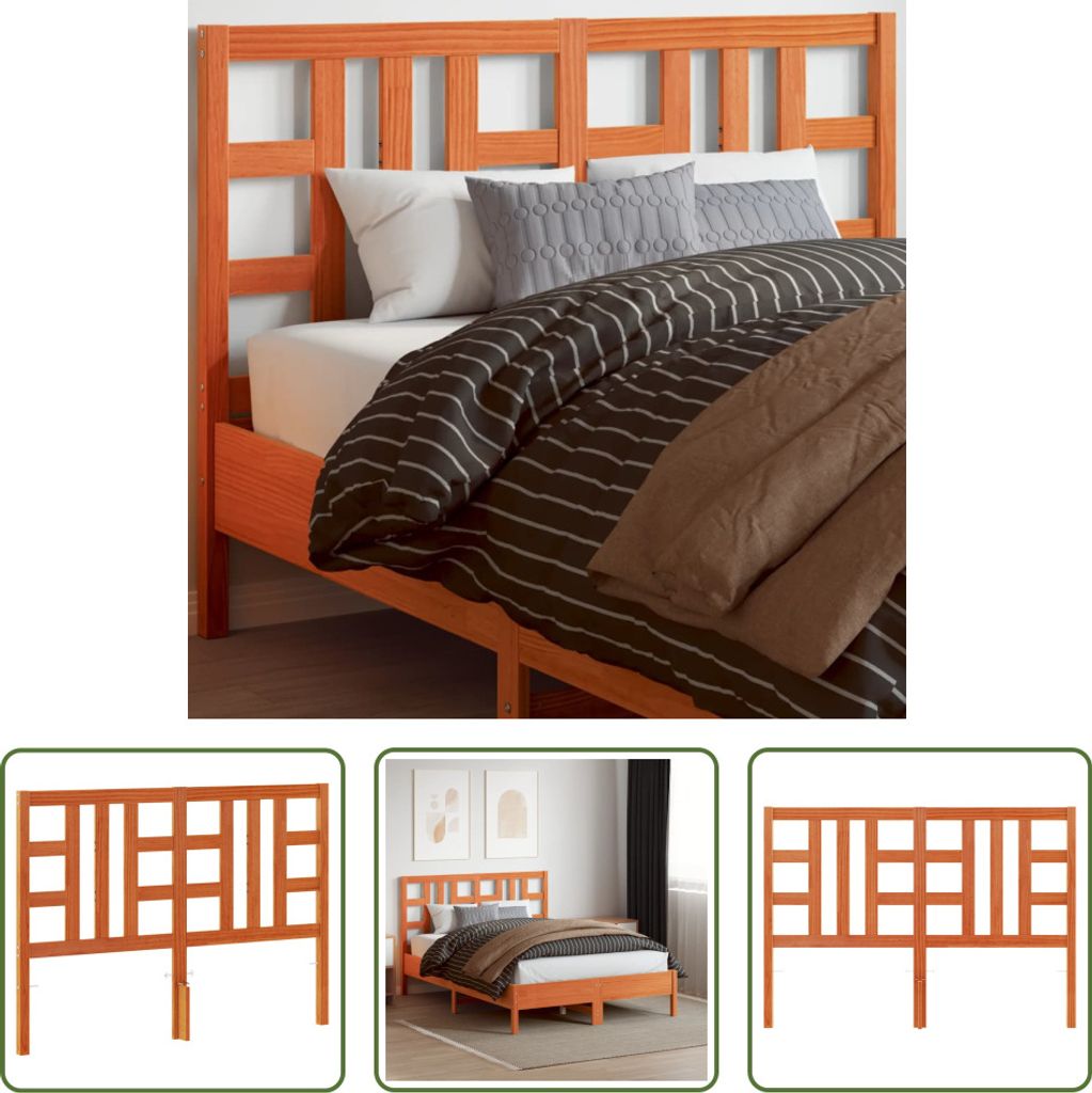 The Living Store Kopfteil Wachsbraun 135 cm Massivholz Kiefer