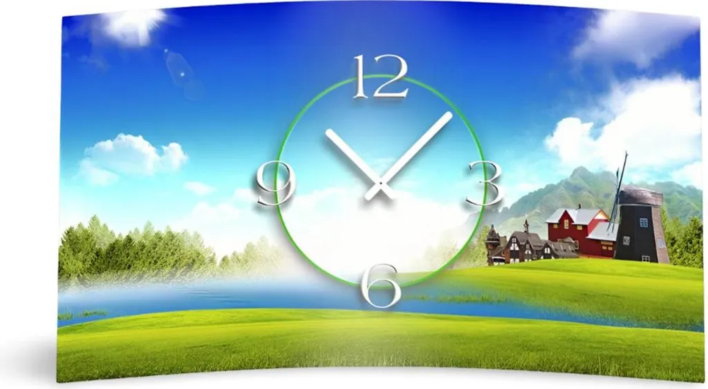 Horloge murale design silencieuse motif moulin à vent décor de salon