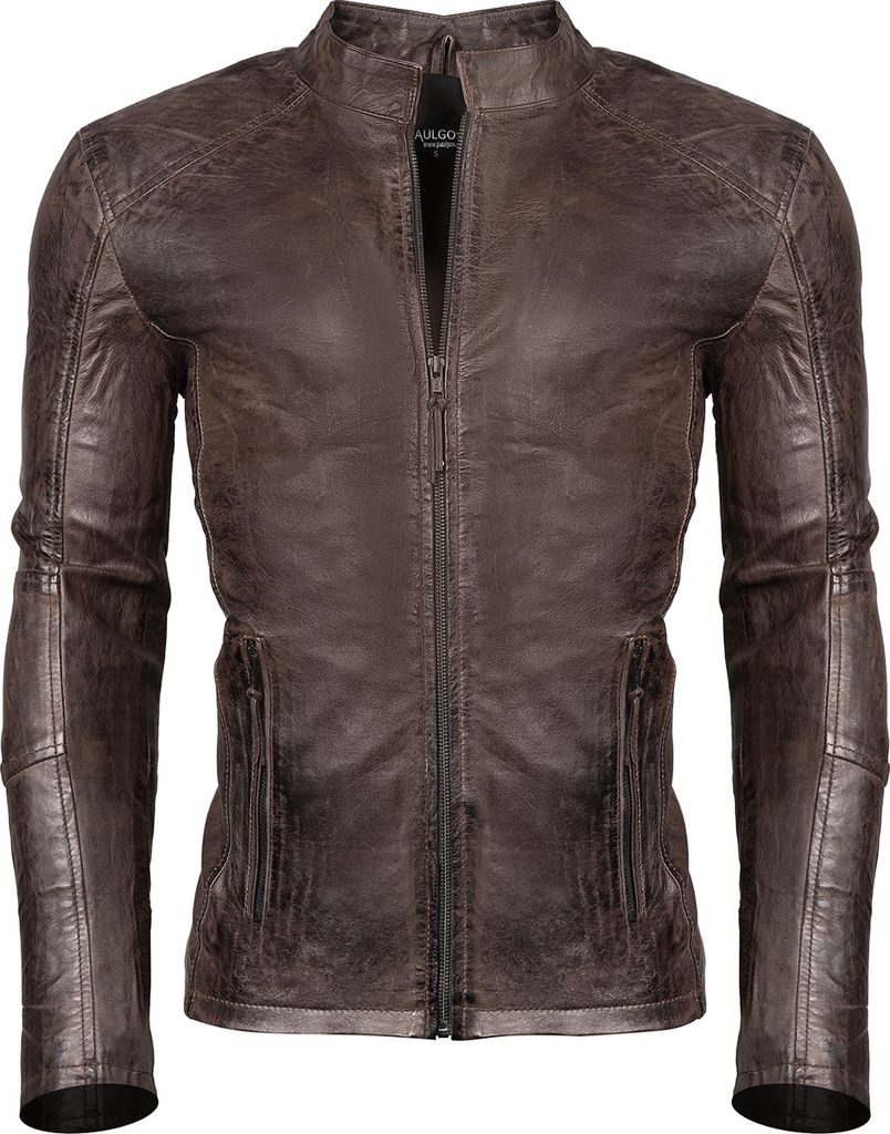 PAULGOS Herren Lederjacke Echtes Leder Jacke Echtleder Übergangsjacke Fashion in 5 Farben Gr. S-7XL Design 3