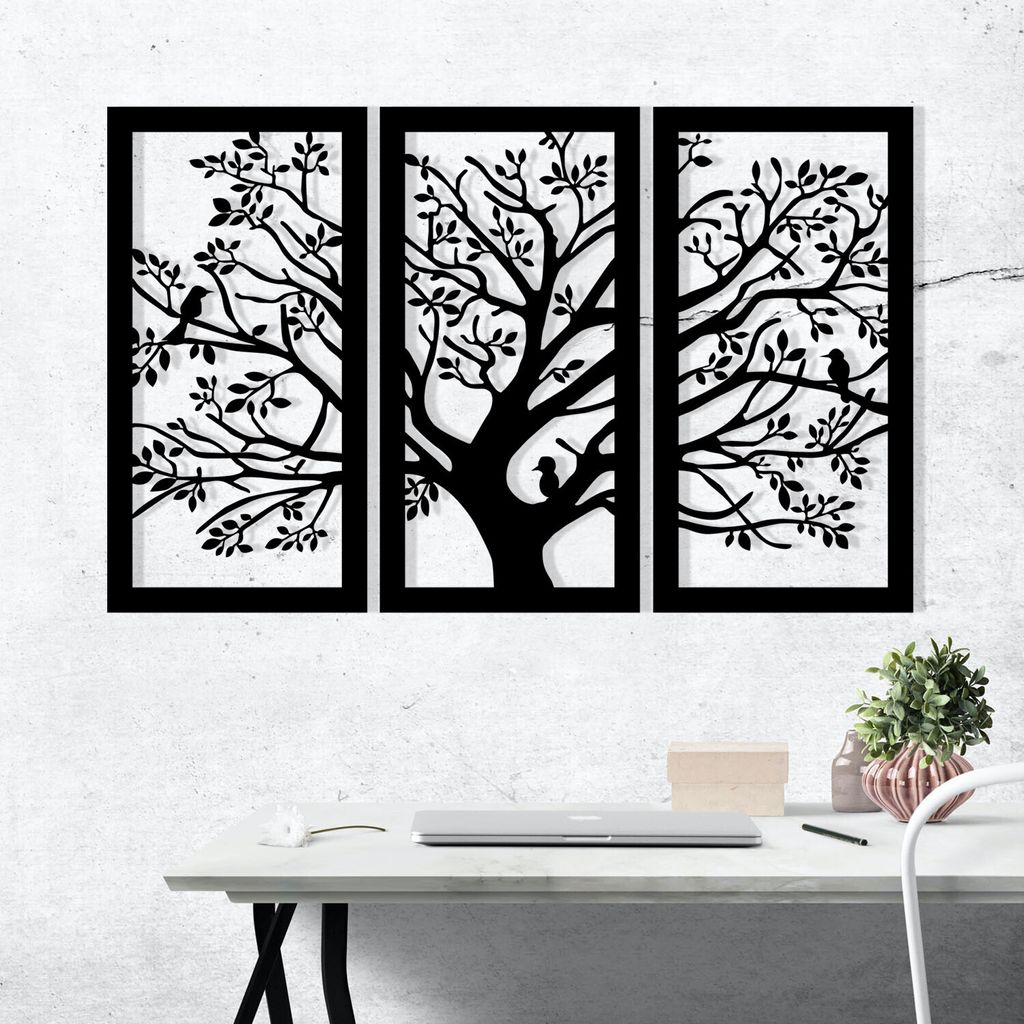 Wallity, Arbol - M124, Wanddeko, Schwarz, Metall, 103 x 65 cm