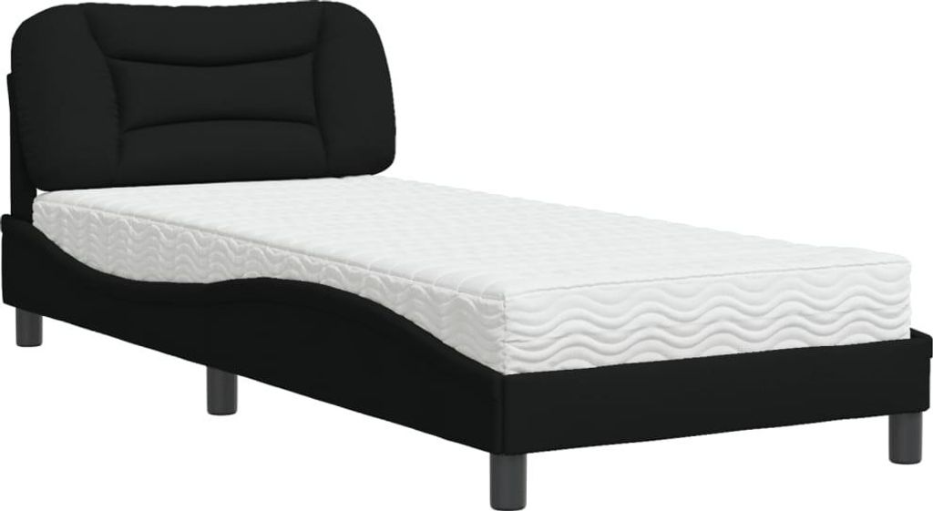 vidaXL Bett mit Matratze "Hvar" Schwarz 90x190 cm Stoff