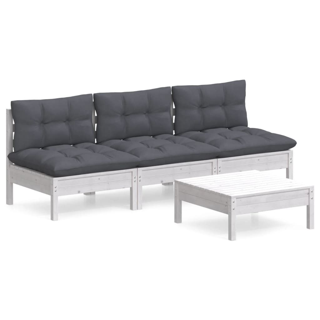 vidaXL 4-tlg. Garten-Lounge-Set mit Anthrazit Kissen Kiefernholz