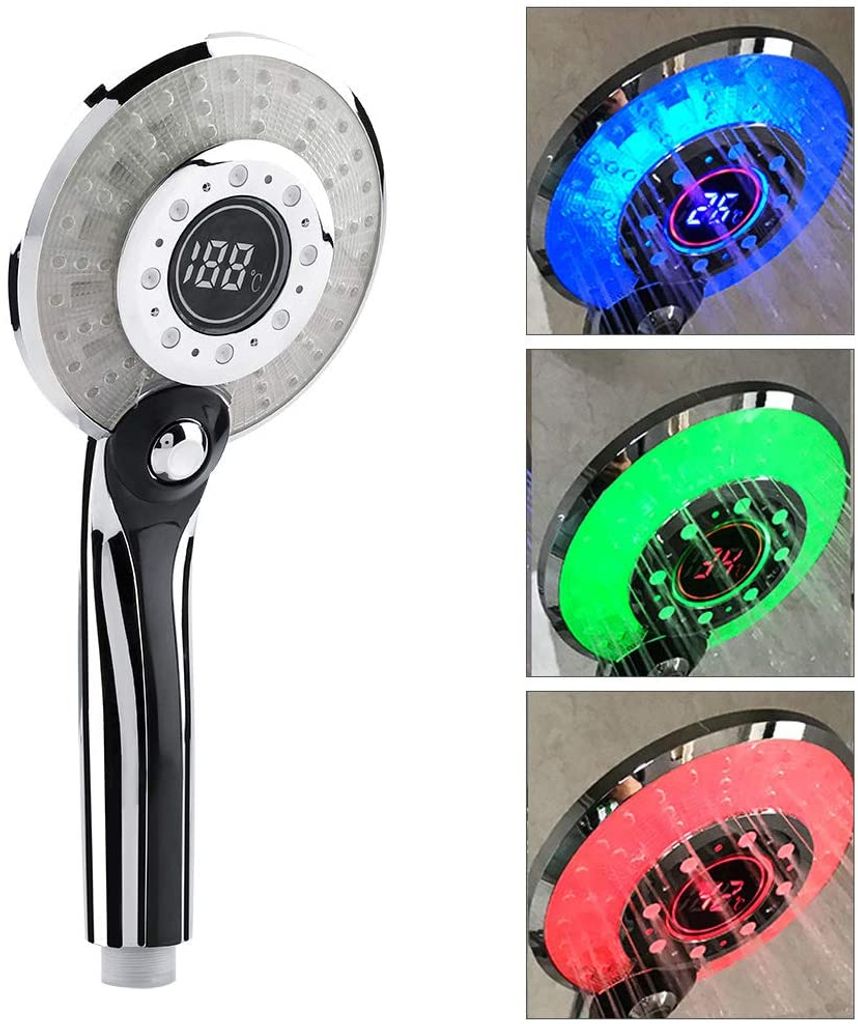 LED Duschkopf Duschbrause Brausekopf Automatic 3 Farbe Mit Temperaturanzeige 