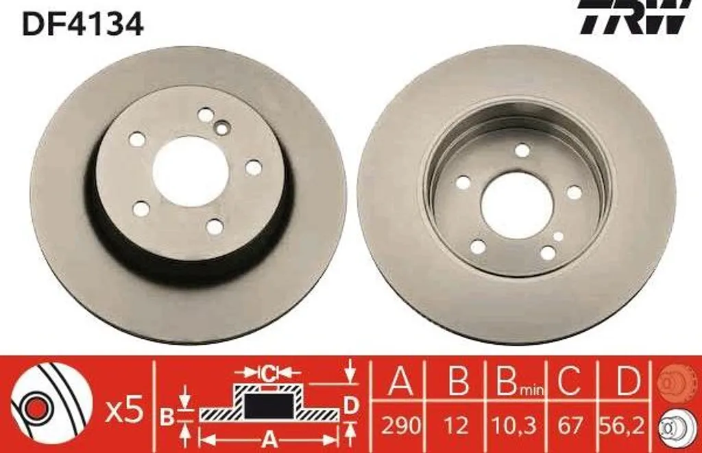 Disque de frein ventilé TRW DF4134 - Pièce détachée Classe E 210