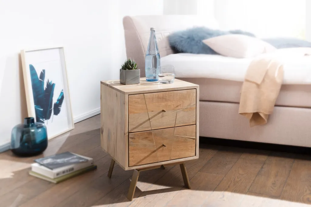 Table de Chevet Moderne pour Lit Boxspring en Bois Naturel Faite à la Main - 2