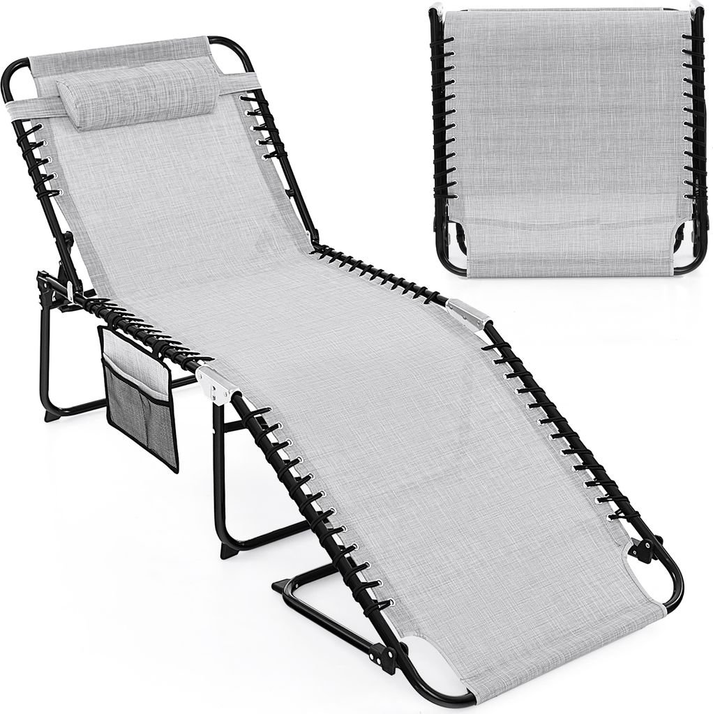 Chaise longue COSTWAY avec appui-tête et poche latérale, Image du produit 