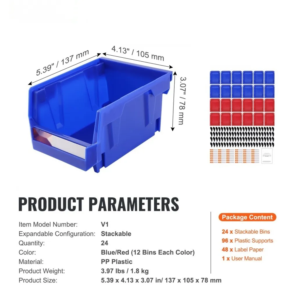 Bac de stockage à bec plastique lot de 24 bacs gerbables robustes - 7