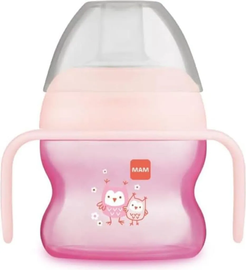 Fini les Fuites avec la Tasse MAM Starter Cup Rose 150ml à Poignées dès 4m+