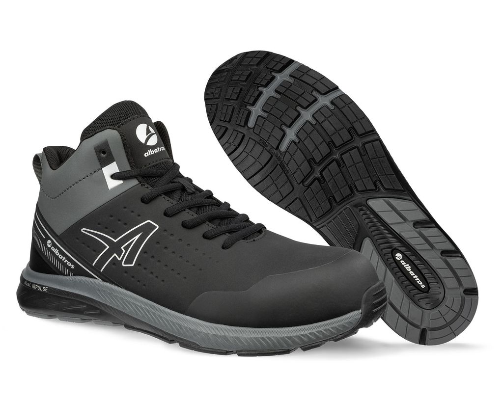 Sicherheitsstiefel Vigor 2 Impulse Black Mid Gre 44 W. 11 grau S3S ESD FO HRO SR EN ISO 20345:2022Mikrofaser