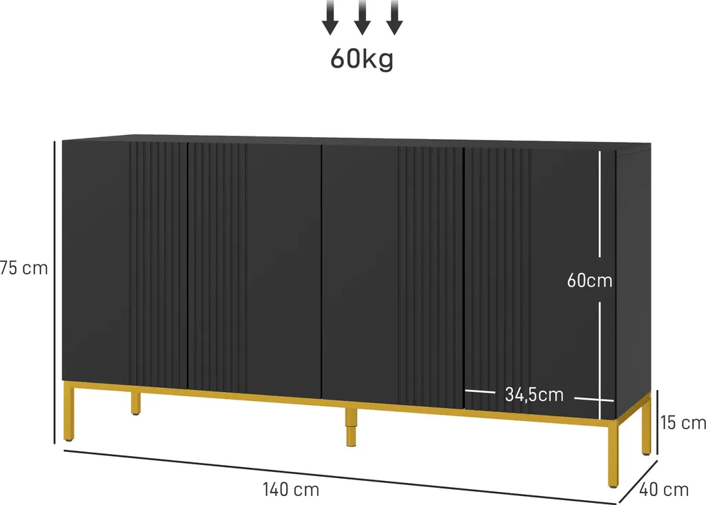 Buffet Design Noir et Or : Solution de Rangement Élégante et Compacte - 5