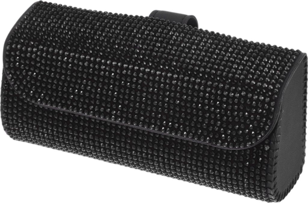 Auto-Sonnenbrillenetui Magnetische Universelle Auto-Sonnenblende Brillenhalter Aufbewahrungsbox Mikrofaserleder, Strasssteine Schwarz 16,5x7cm 1 St...